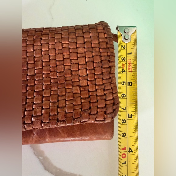 Vintage Genuine Soft Leather Fold Over Woven Wallet